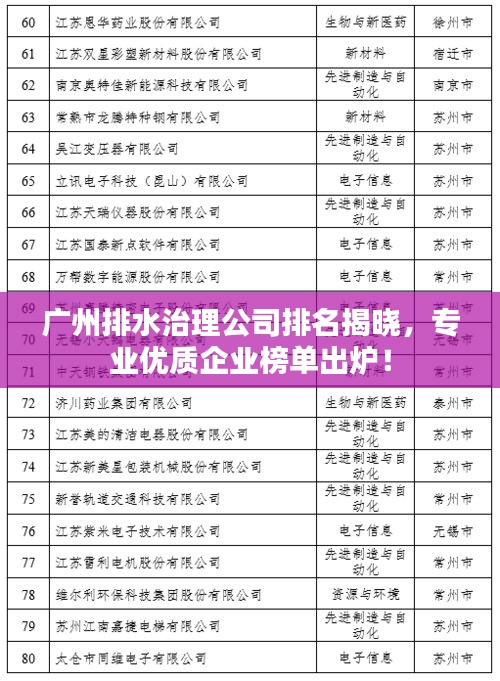 广州排水治理公司排名揭晓，专业优质企业榜单出炉！