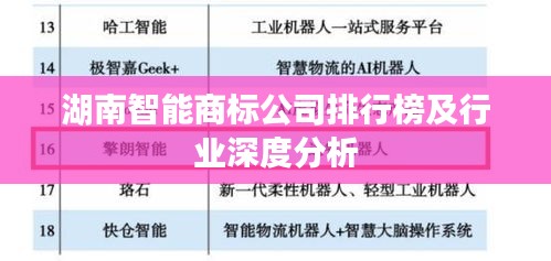 湖南智能商标公司排行榜及行业深度分析