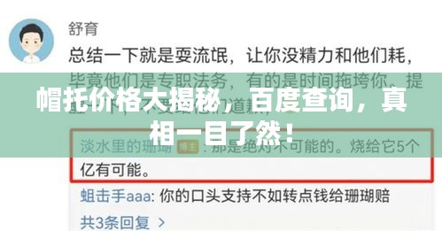 帽托价格大揭秘，百度查询，真相一目了然！