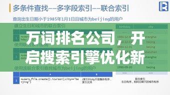 万词排名公司，开启搜索引擎优化新纪元之旅！