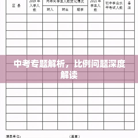 中考专题解析，比例问题深度解读