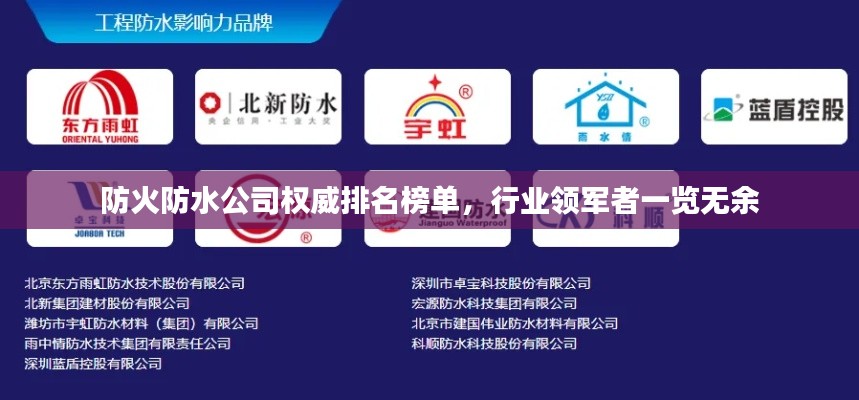 防火防水公司权威排名榜单，行业领军者一览无余