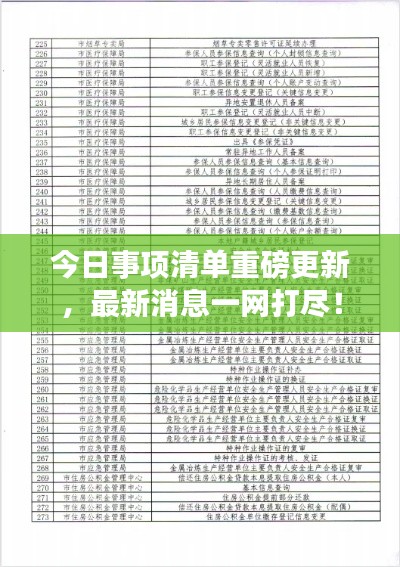 今日事项清单重磅更新，最新消息一网打尽！
