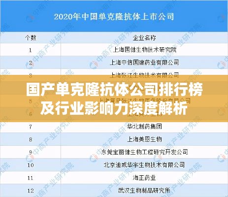 国产单克隆抗体公司排行榜及行业影响力深度解析