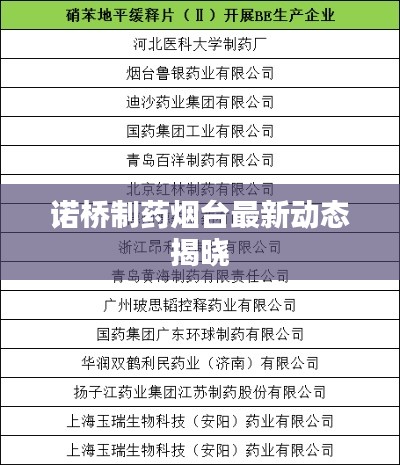 诺桥制药烟台最新动态揭晓