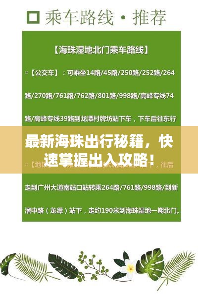 最新海珠出行秘籍，快速掌握出入攻略！